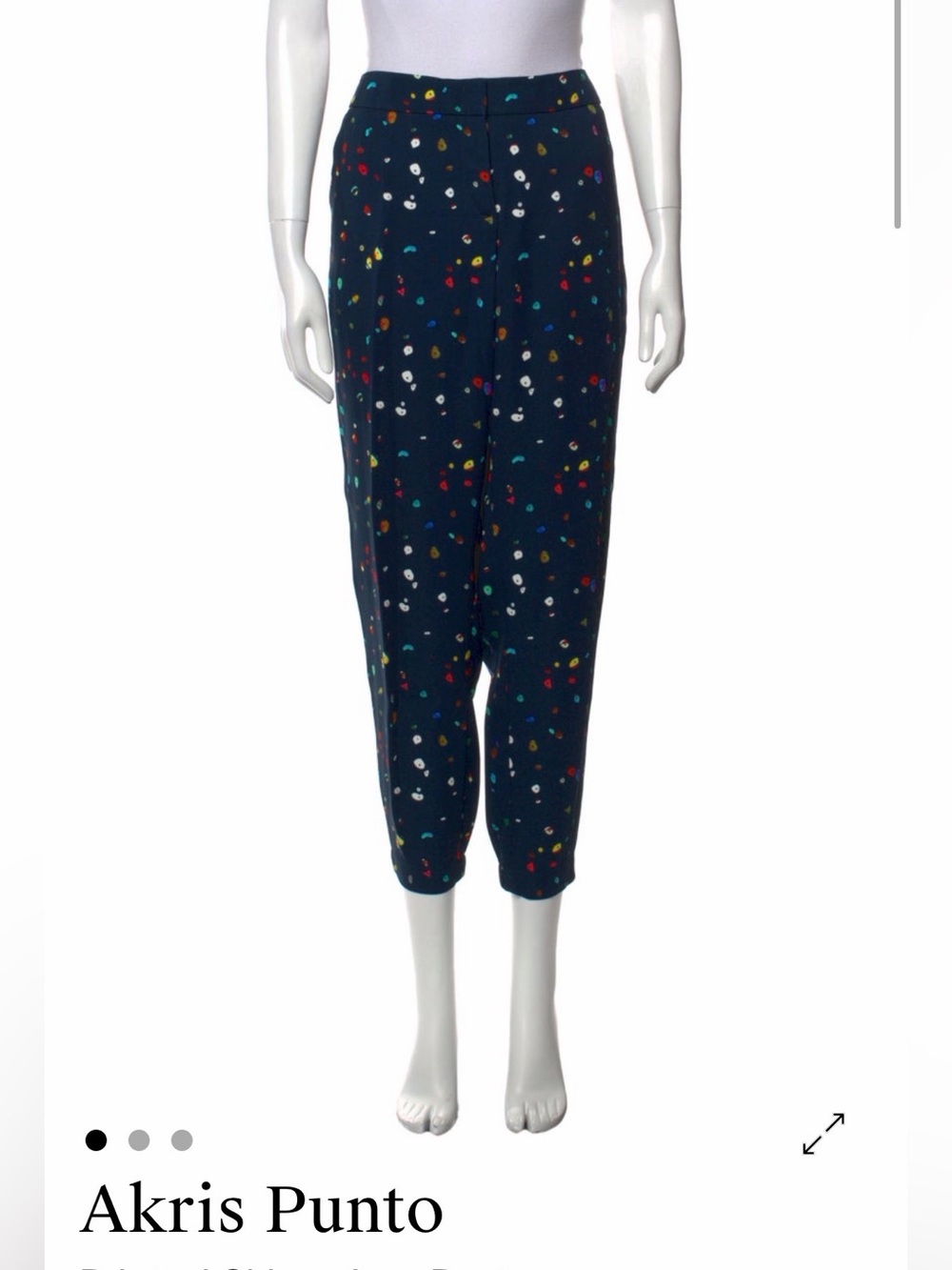Akris Punto Navy Cropped Pants with Multicolor Confetti Print